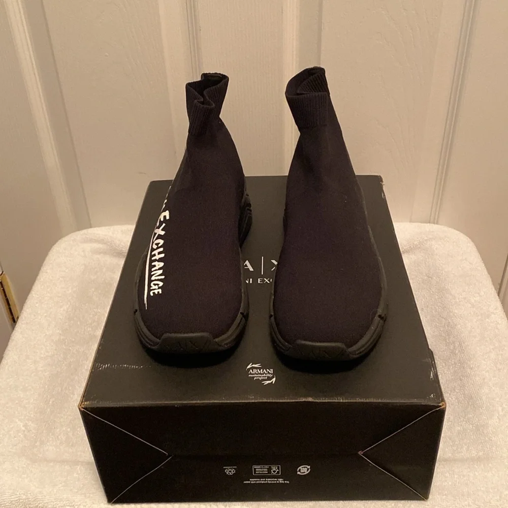Brand New Armani Exchange Black Knit Sneakers…size 9 - Picture 3 of 10